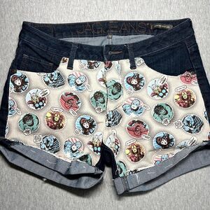Jag sz M denim Jean SHORTS Cut Off Marvel Avengers Hulk Spiderman 34 Waist